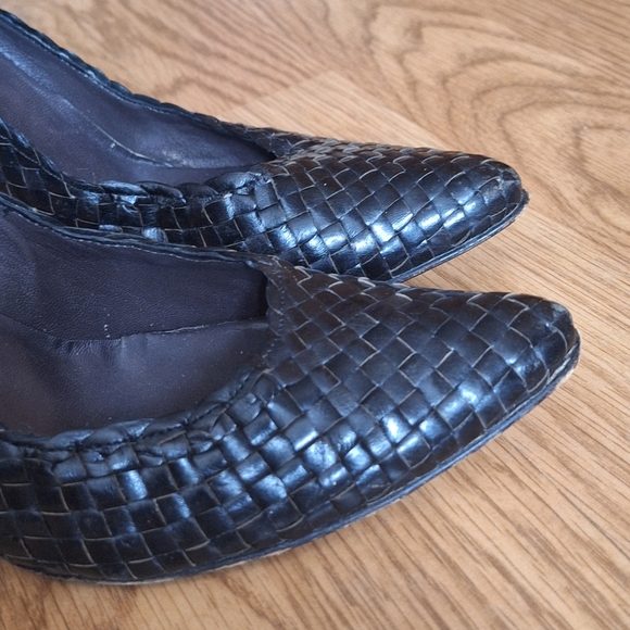 GEORGINA GOODMAN BLACK LEATHER WOVEN HEELS Size 9 - Picture 3 of 11